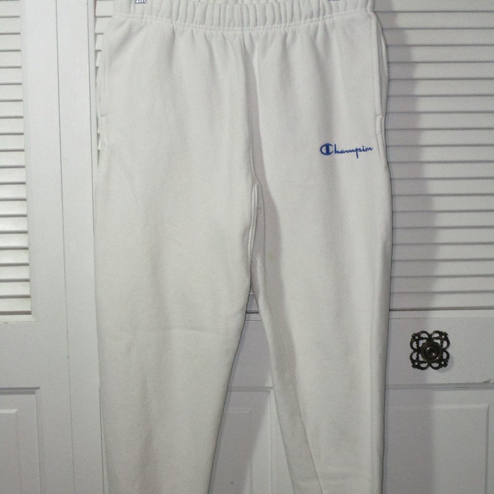 Vtg. Champion Reverse Weave White Spell-Out Joggers/Sweatpants M